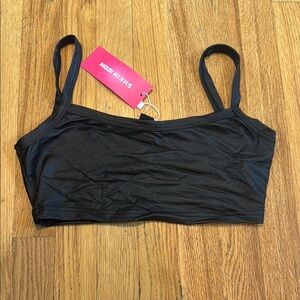 NWT SHEIN Sleek Black Bandeau Foux Leather Women’s Small